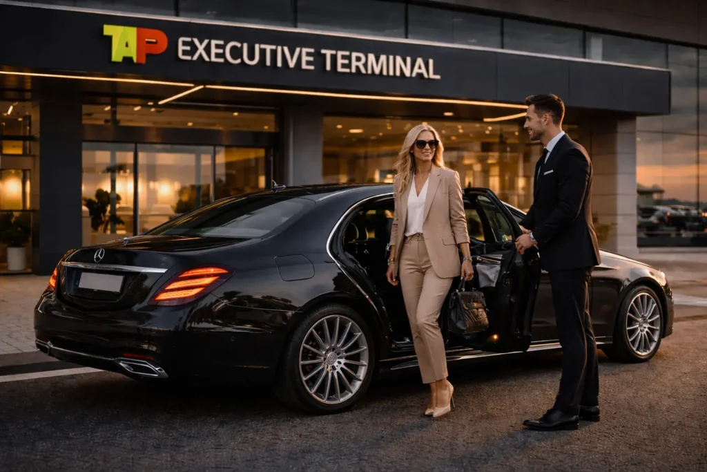 Transfer ejecutivo en el aeropuerto de Lisboa con conductor privado y vehículo de lujo